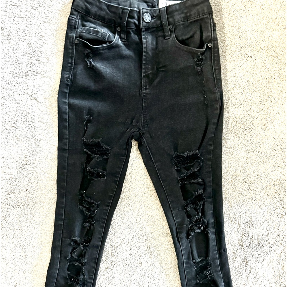 Distressed black jeans
